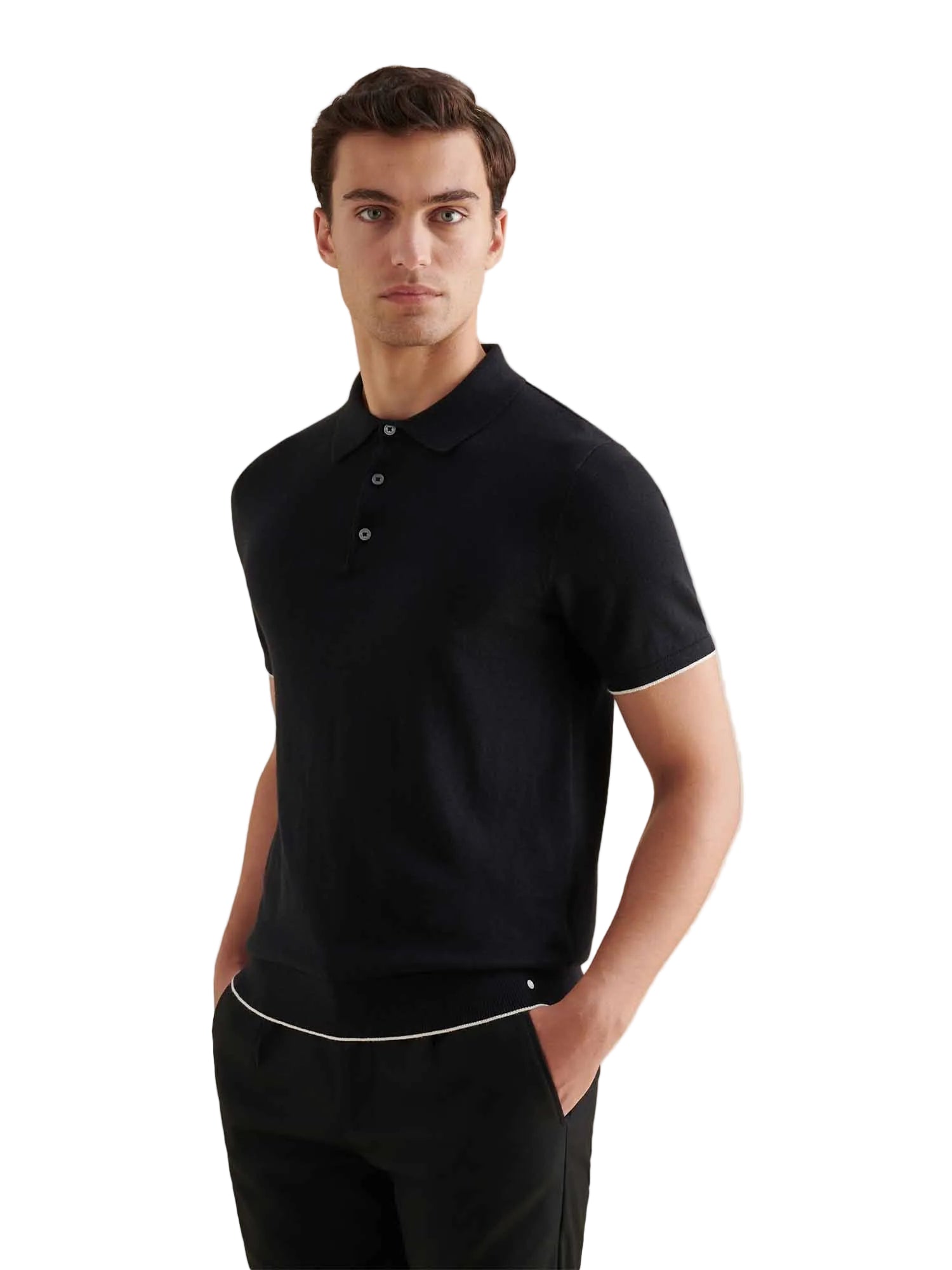 Peckham Rye Knit Black Polo Shirt